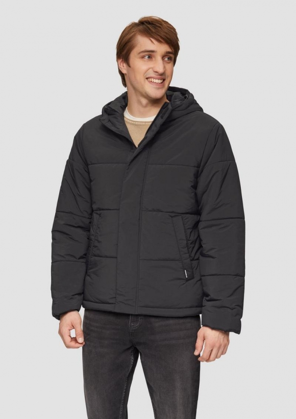 s.Oliver Gesteppte Outdoor-Jacke mit Kapuze - schwarz