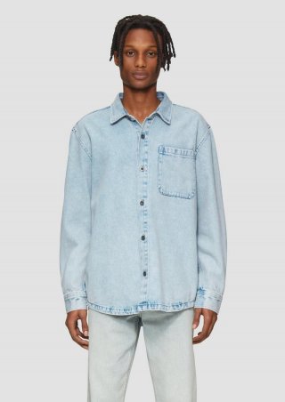 s.Oliver Relaxed Fit: Denim-Hemd aus Baumwolle - blau