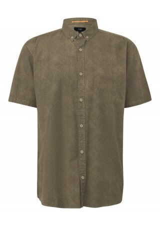 s.Oliver Regular Fit: Gewaschenes Hemd mit All-over-Print - grün