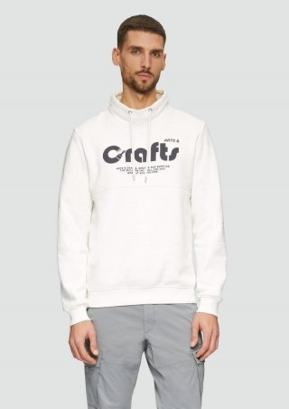 s.Oliver Sweatshirt mit Frontprint und Snood-Kragen - weiß