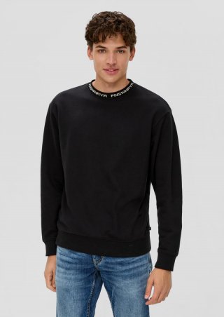 s.Oliver Sweatshirt mit Jacquard-Blende - schwarz