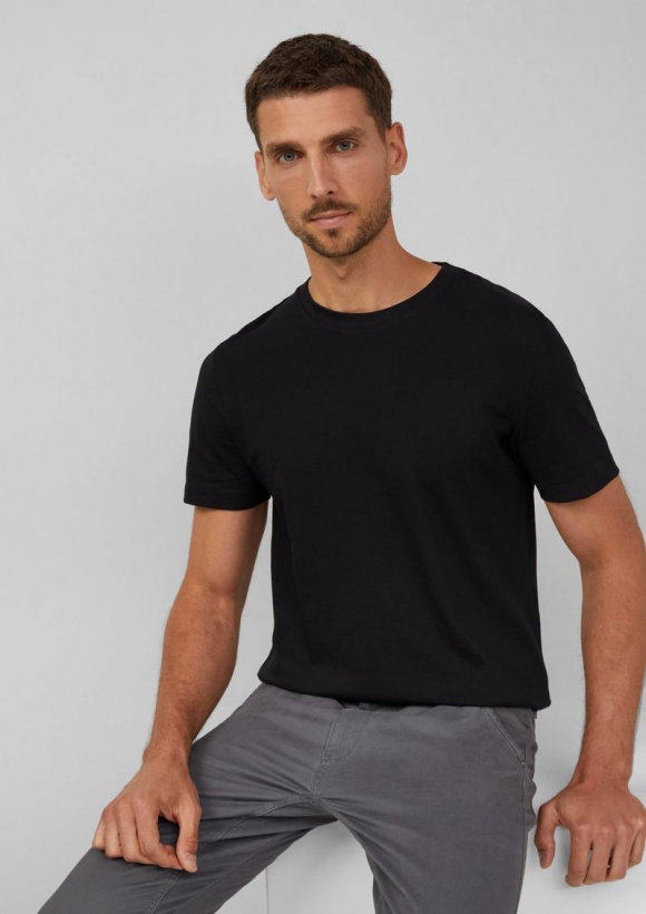 s.Oliver Weiches Kurzarm-T-Shirt aus Baumwoll-Jersey im 5er-Pack - schwarz