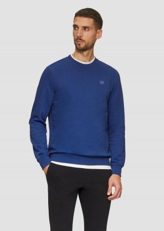 s.Oliver Sweatshirt aus Baumwollmix mit Logo-Detail - ozeanblau