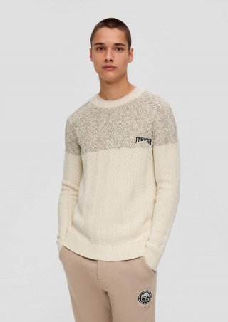 s.Oliver Strickpulli in Two-Tone-Optik - helles beige