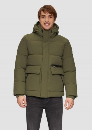 s.Oliver Gesteppte Winterjacke mit Kapuze und Innenkragen - olivgrün