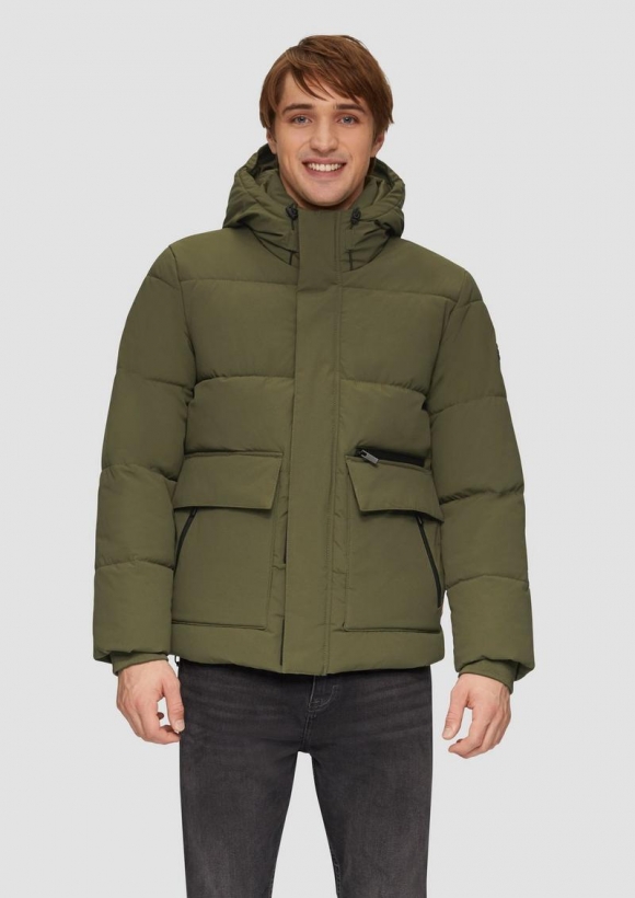 s.Oliver Gesteppte Winterjacke mit Kapuze und Innenkragen - olivgrün