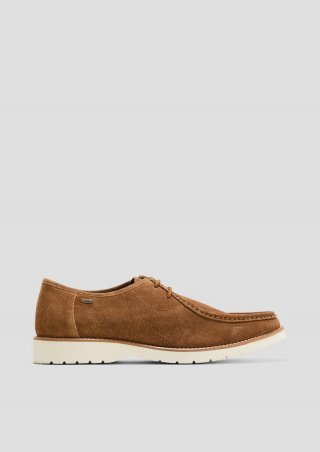 s.Oliver Slipper aus Leder mit Ziernähten - braun