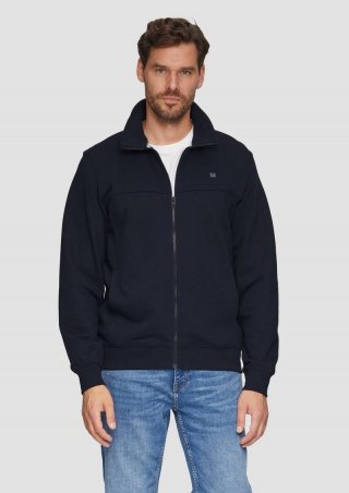 s.Oliver Sweatjacke mit Stehkragen und Logo-Detail - navy