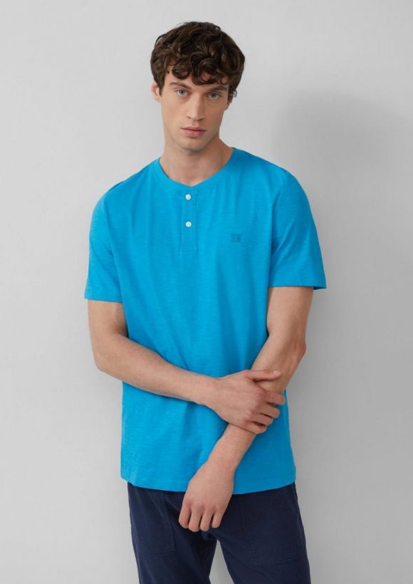 s.Oliver Henley-Shirt mit Flammgarnstruktur - türkis