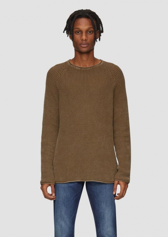 s.Oliver Locker gestrickter Pullover mit Waschung - karamell