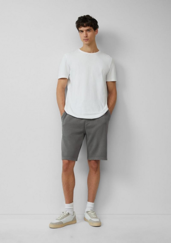 s.Oliver Detroit: Sweat-Bermuda im Relaxed Fit mit Garment Dye - grau meliert