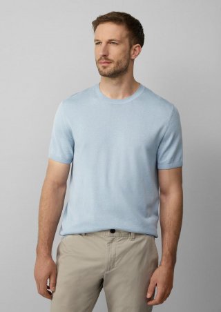 s.Oliver Feingestricktes T-Shirt aus Baumwoll-Modalmix - hellblau
