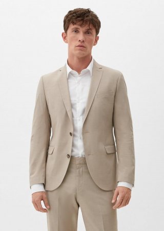 s.Oliver Slim: Sakko aus Viskosemix - helles beige