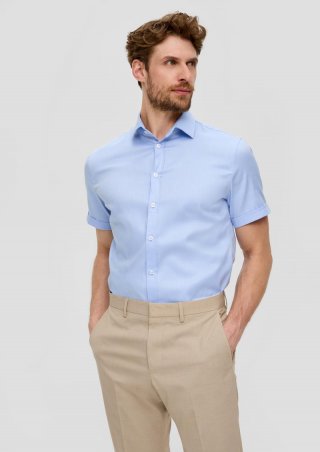 s.Oliver Kurzarmhemd aus Baumwollstretch - hellblau