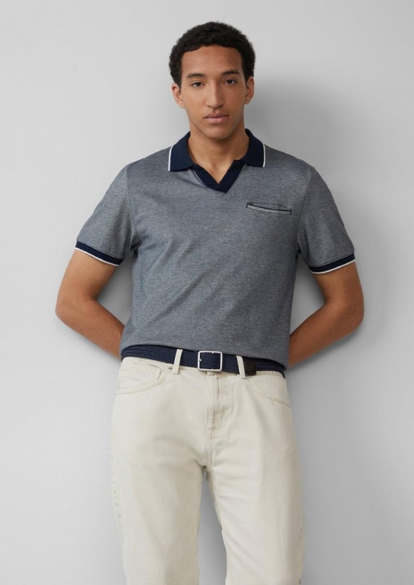 s.Oliver Poloshirt aus zweifarbigem Piqué mit Brusttasche - tiefblau s.Oliver Poloshirt aus zweifarbigem Piqué mit Brusttasche - tiefblau