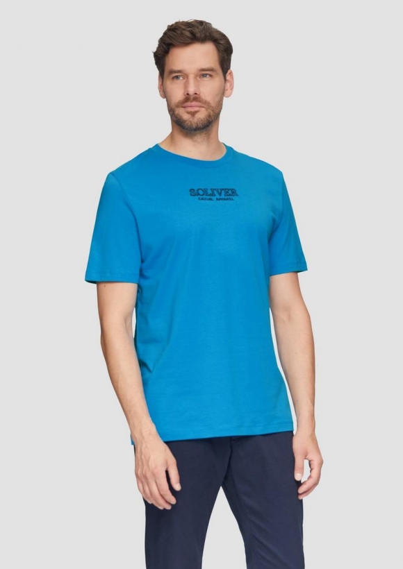 s.Oliver T-Shirt mit Logo-Motiven aus reiner Baumwolle - türkis