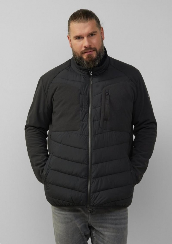 s.Oliver Materialmix-Jacke mit sportiven Kontrastdetails - schwarz