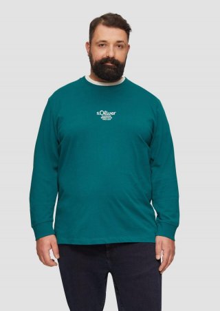 s.Oliver Langarmshirt mit Logo-Stickerei - petrol
