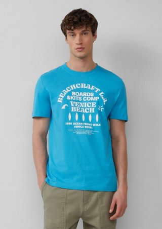 s.Oliver Baumwoll-T-Shirt mit Crewneck und Artwork - türkis