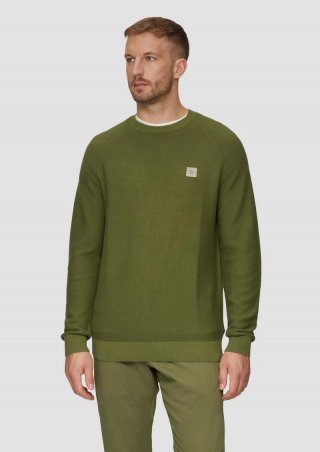 s.Oliver Strickpullover mit Struktur und Label-Patch - guacamole