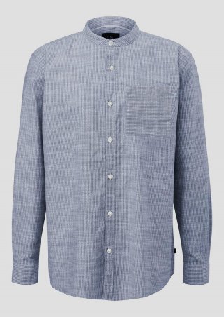 s.Oliver Regular Fit: Streifenhemd mit Flammgarnstruktur - blau