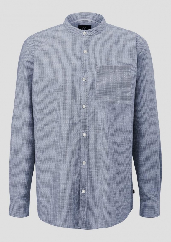 s.Oliver Regular Fit: Streifenhemd mit Flammgarnstruktur - blau