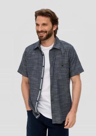 s.Oliver Slim: Kurzarmhemd mit Kentkragen - navy