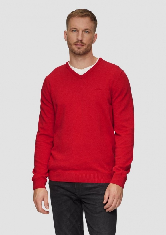 s.Oliver Strickpullover mit Logo-Stickerei - himbeere