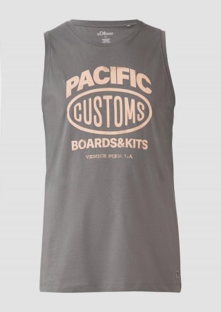 s.Oliver Tanktop aus Baumwollle mit Frontprint - grau meliert