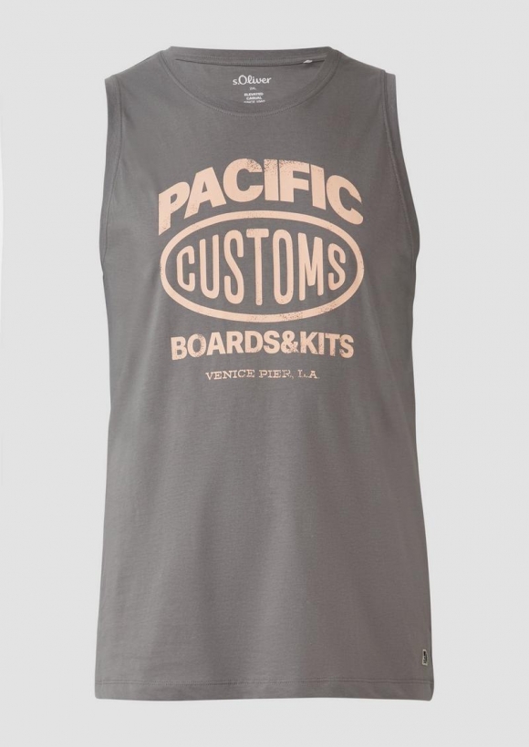 s.Oliver Tanktop aus Baumwollle mit Frontprint - grau meliert