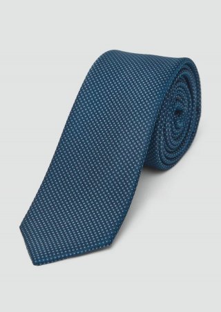 s.Oliver Elegante Krawatte aus Seidenmix mit Jacquard-Muster - türkisblau