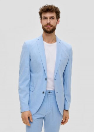 s.Oliver s.O PURE: Anzugsakko aus Stretch-Fabric - himmelblau