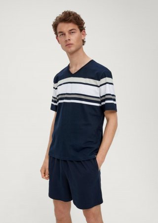 s.Oliver Kurzes Pyjama-Set aus Baumwolle - tiefblau
