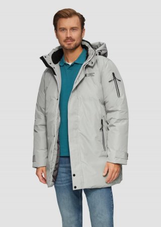 s.Oliver Wasserabweisender wattierter Parka mit Kontrast-Details - taubengrau
