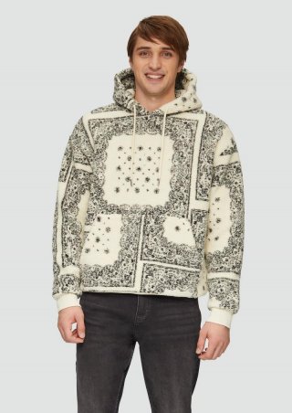 s.Oliver Sweatshirt aus Teddyplüsch im All-over-Print - beige