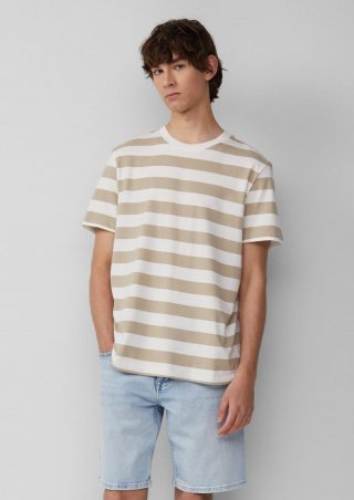 s.Oliver T-Shirt mit Rundhalsausschnitt und Blockstreifen - helles beige
