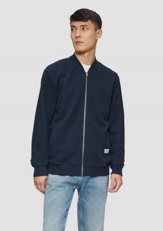 s.Oliver Sweatshirt-Jacke mit Bomberkragen und Struktur - tiefblau