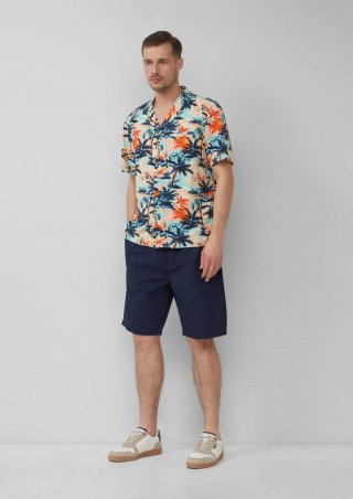 s.Oliver Detroit: Chino-Bermuda im Relaxed Fit mit Elastikbund - tiefblau