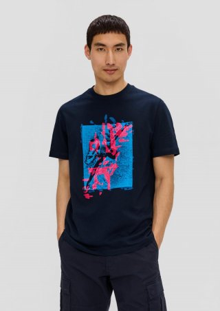 s.Oliver T-Shirt mit Frontprint - navy