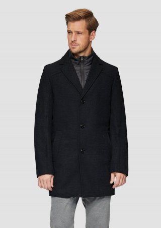 s.Oliver Wattierter Wollmix-Mantel mit herausnehmbarem Stepp-Einsatz - navy