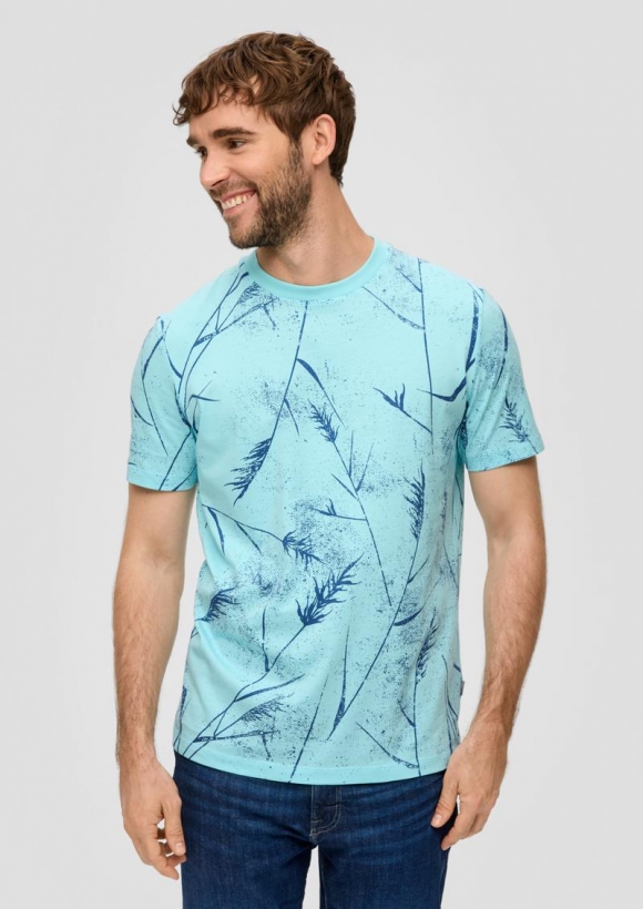 s.Oliver T-Shirt mit All-over-Print - helles türkis