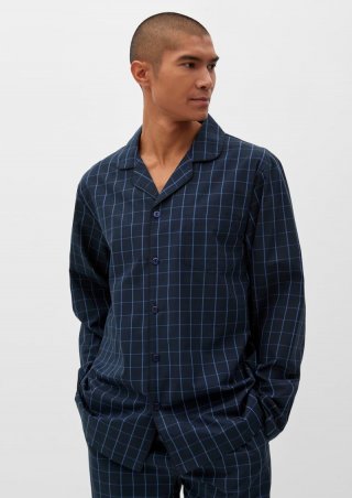 s.Oliver Karierter Pyjama aus Baumwolle - tiefblau