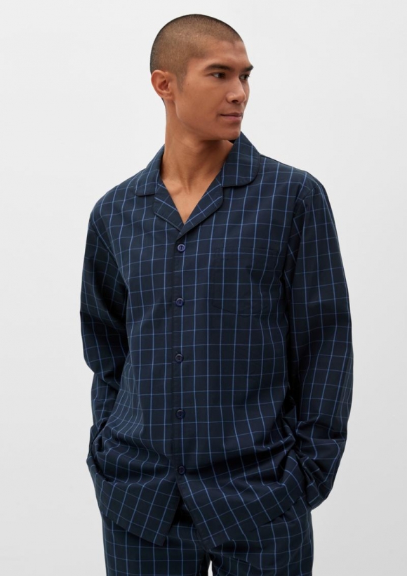 s.Oliver Karierter Pyjama aus Baumwolle - tiefblau