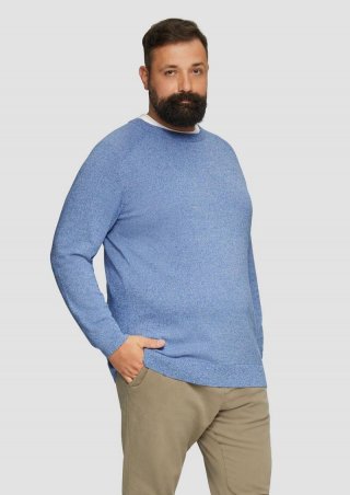 s.Oliver Strickpullover mit Rippbündchen - royalblau