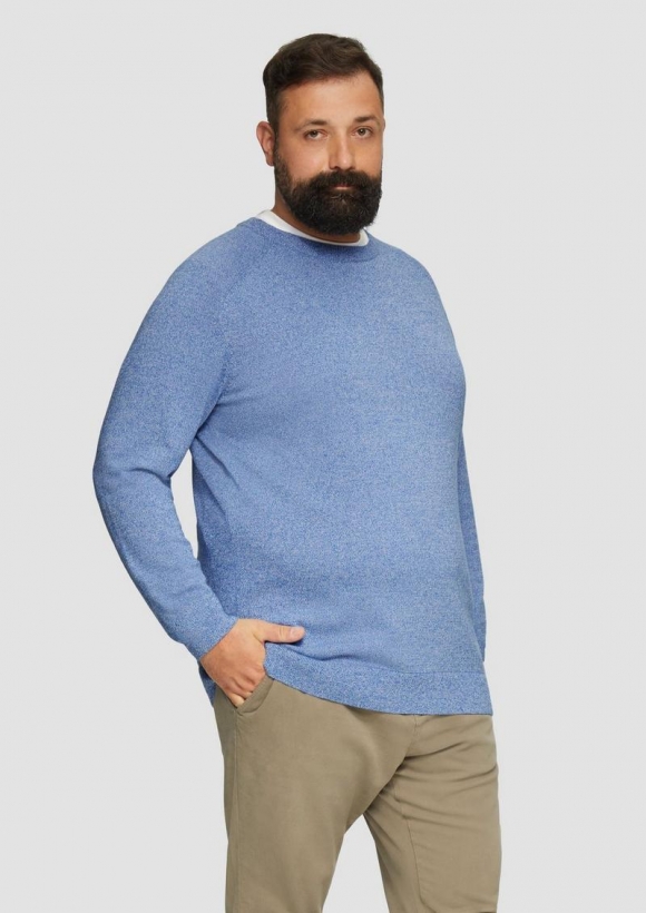 s.Oliver Strickpullover mit Rippbündchen - royalblau