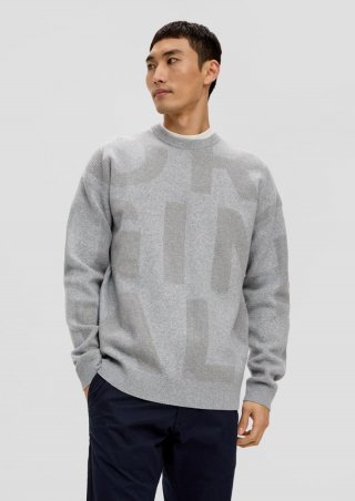 s.Oliver Strickpullover mit Intarsienmuster - grau meliert