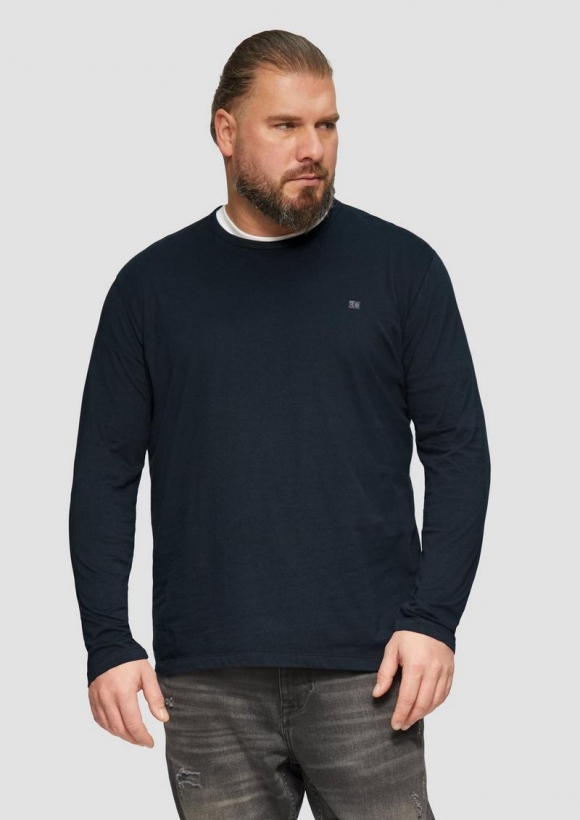 s.Oliver Softes Longsleeve aus Jersey mit Logo-Detail - navy