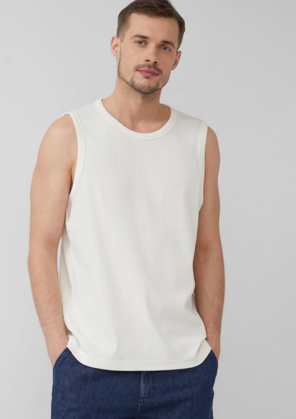 s.Oliver Jersey-Tanktop mit Rippstruktur - weiß
