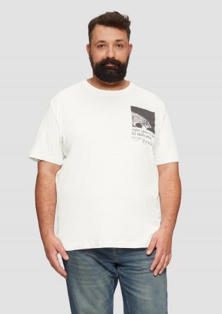 s.Oliver Baumwoll-T-Shirt mit Frontprint - weiß