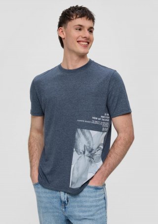 s.Oliver Jersey T-Shirt mit Frontprint - tiefblau
